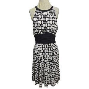 Jessica Howard Black and White Polka Dots Dress, Size 14